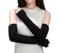 mizikuu Gants Longs sans Doigts, mitaines d'hiver Tricoté Chaude Gants de Coude extensible Demi-Doigts avec Trou Pouce Manches Thermique Hiver Manches Longues pour Homme Femme