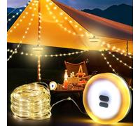mizikuu Guirlande Lumineuse de Camping, 10M Guirlande Lumineuse Escamotable Camping Rechargeable Portable Imperméable IP67 7 Modes LED Lampe Camping pour Fête, Jardin, Randonnée, Décoration
