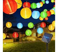 mizikuu Guirlande Lumineuse Solaire Extérieur, 30 LEDs Guirlande Solaire Exterieur 6m Guirlande Guinguette Solaire Étanche Lanterne Solaire Décoration pour Jardin Terrasse Balcon Cou