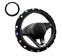 mizikuu Housse de Volant Brodée, Motif Fleuri Protection Volant Voiture Antidérapante Absorption de la Transpiration Couvre Volant Voiture Universelle 37-38 cm Accessoire de intérieur