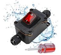 mizikuu Interrupteur en Ligne étanche 12 V, IP67 Interrupteur de Câble étanche Interrupteur à Bascule 20 A DPST 4 Broches Interrupteur à Cordon pour Une Utilisation en Extérieur