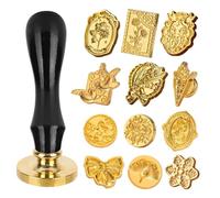 mizikuu Kit de Cachet de Cire, Sceaux Tampons à Cachet Ensemble de Sceau Cire lassique Rétro Vintage Cachet de Cachetage pour Mariage Enveloppes Carte Emballage Cadeau