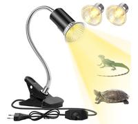 mizikuu Lampe chauffante tortues, Lampe Reptiles et Amphibiens avec 2 * 50 W UVA+UVB Lampe Chauffante Terrarium et Pince Pivotante à 360 ° adapté pour Amphibiens Reptiles Poussin Serpent etc