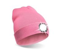 mizikuu LED Lumineux Bonnet Chapeau, Bonnet LED Lampe Frontale avec 3 Modes de Lumière Tricoté Chapeau avec Phares Lumineux USB Rechargeable pour Hommes et Femmes, Rose