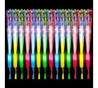mizikuu Lot de 15 bâtons lumineux en fibre de verre - Accessoires de fête - Bâton lumineux LED - 3 modes - Couleur clignotante - Pour fête, concerts, Noël, carnaval, mariage, anniversaire d'enfant