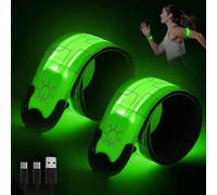 mizikuu Lot de 2 bracelets LED rechargeables - Bracelet lumineux à LED avec USB - Trois modes d'éclairage - Unisexe - Pour course de nuit, cyclisme, jogging