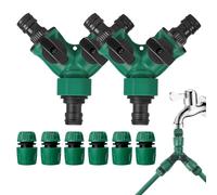 mizikuu Lot de 2 Distributeur 2 Voies, 3/4 Répartiteur de Robinet avec 6 Raccords D'arrosage Rapides Séparateur de Tuyau D'arrosage Vanne pour Robinet avec Filetage de 25mm pour Jardinage l'irrigation
