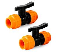 mizikuu Lot de 2 PE Vanne 25mm, Robinet à Boisseau Sphérique(Orange)
