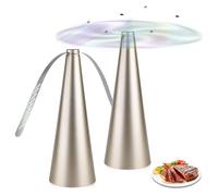 mizikuu Lot de 2 plumeaux à mouches USB portables - Répulsif anti-mouches - Ventilateur de table - Fonctionne sur piles - Pour cuisine, terrasse, jardin - Doré