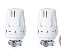 mizikuu Lot de 2 thermostats de chauffage - Tête de vanne thermostatique - Tête thermostatique de radiateur - Robinet de radiateur standard - Tête de rechange pour le bureau et la maison