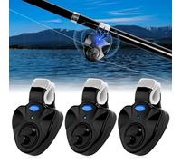Mizikuu Lot de 3 détecteurs de touche électroniques à LED Light-Strike LED - Alarme de pêche avec détecteur de mouvement - Veilleuse - Pointe de canne à pêche à clip