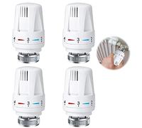 mizikuu Lot de 4 M30 x 1.5 tête thermostatique, Vanne Thermostatique de Radiateur avec Molette de Réglage Vanne de Régulation de Température Tête de Rechange pour Le Bureau à Domicile