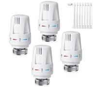 mizikuu Lot de 4 M30 x 1.5 tête thermostatique, Vanne Thermostatique de Radiateur avec Molette de Réglage Vanne de Régulation de Température Tête de Rechange pour Le Bureau à Domicile