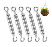 mizikuu Lot de 5 M6 Tendeur Cable, Inox 6mm Crochet Tendeur 304 en Acier Inoxydable Réglable Tendeur Grillage tendeurs à lanterne œil et crochet pour Cordes à linge,Suspendre,Cable de Garde Corps