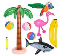 mizikuu Lot de 9 palmiers gonflables en noix de coco, palmiers, flamants roses, jouets gonflables, pour l'été