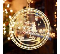 mizikuu Lumière de Fenêtre Décorative Noël, Rideau Lumineux LED Guirlande Lumineuse Fenêtre Blanc Chaud Lumières de Ventouse Suspendue pour Extérieur Intérieur Arbre de Noël Décoration de Chambre