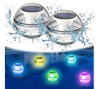 mizikuu Lumiere Solaires Flottantes pour Piscine, 2Pièces Lampe Piscine RGB à Couleur Éclairage de Piscine Boule Lumineuse Exterieure Imperméable pour Spa Fête Patio Jardin