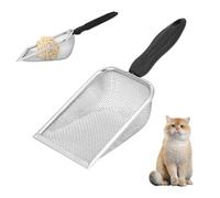 mizikuu Masche Passoire à sable en acier inoxydable, 2 x 2 mm, tamis à compost avec poignée confortable, pelle à litière pour chat, tamis de jardin en maille pour famille, bac à litière pour chat