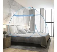 mizikuu Moustiquaire de Lit Pliable, Moustiquaire Pop-up pour lit Double 180x200 cm Grande Tente Portable de Voyage Double Porte Maille Fine Moustiquaire pour Chambre, Camping, Voyage, Jante Bleu