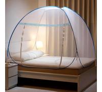 mizikuu Moustiquaire de Lit Pliable, Moustiquaire Pop-up pour lit Simple 120 * 200cm Portable de Voyage Fermeture à Glissière à Double Porte Camping Mosquito Rideau Tente, Jante Bleue