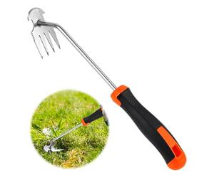 mizikuu Outil de Désherbage Manuel, 4 Dents Outil de Desherbeur Jardinage Arrache Mauvaise Herbe Acier Inoxydable avec Long Manche pour Enlever Racines Mauvaises Herbes
