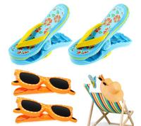 mizikuu Pinces à Serviette de Plage, 4 pièces Pinces à Linge Plastique Durable Grandes Pinces à Pantoufles pour Serviettes Grosse Pince à Linge pour Couettes, Draps de Bain, Couverture, Vêtements