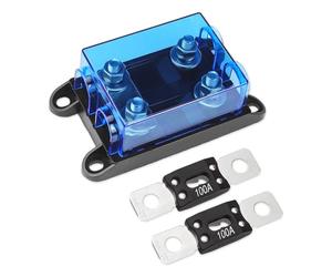mizikuu Porte Fusible Voiture, Porte-fusibles ANM Porte-fusible Mega 2 Voies avec 2 Fusible Boulonné 100A à Courant élevé pour Voiture, Camion