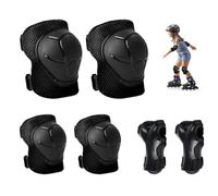 mizikuu Protection Roller Enfant, 6 Pi¨¨ces Ensemble de Protection Pour Patins ¨¤ Roulettes Avec Genouill¨¨res Coudi¨¨res et Prot¨¨ge-Poignets pour Enfants de 3 ¨¤ 8 Ans pour Patinage, Noir