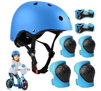 mizikuu Protection Roller Enfant, 7 en 1 Casque Vélo Enfant Kit Réglables Coudières Genouillère Protège Poignets Equipemen pour 3-7 Ans Enfant pour Skateboard Roller BMX Patin à Glace, Bleu