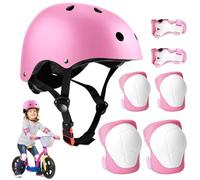 mizikuu Protection Roller Enfant, 7 en 1 Casque Vélo Enfant Kit Réglables Coudières Genouillère Protège Poignets Equipemen pour 3-7 Ans Enfant pour Skateboard Roller BMX Patin à Glace, Rose