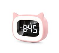mizikuu Réveil Educatif, LED Veilleuses Pendules horloges de Chambre d'enfant Kid Sleep Jour/Nuit Lumineux, Snooze Réveil 5 Couleurs,18 Types de Musique, 2 Alarmes, Fille Garcon