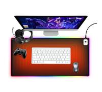 mizikuu RGB Tapis de Souris Chauffant, 80x40 cm 7 Niveaux de Chauffage Arrêt Automatique de 1-8 Heures 7 Effets D'éclairage LED Hydrorésistant Étanche Antidérapant Gamer Ordinateur PC Résistant