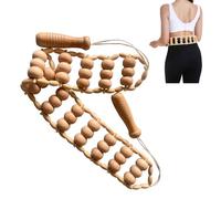 Mizikuu Rouleau de massage pour le dos avec poignée, en bois, anti-cellulite, pour maderothérapie avec poignée, pour le cou et les jambes