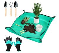 mizikuu Tapis de Rempotage, Tapis de Jardinage Pliable 100x100cm, Imperméable Tapis de Plante, Grand Tapis de repotting pour Plante, Outils Jardinage Succulentes avec Accessoires pour Plantes, Vert
