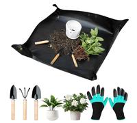 mizikuu Tapis de Rempotage, Tapis de Jardinage Pliable 100x100cm, Imperméable Tapis de Plante, Grand Tapis de repotting pour Plante, Outils Jardinage Succulentes avec Accessoires pour Plantes, Noir