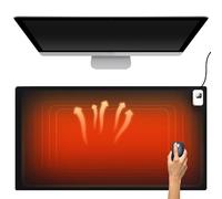 mizikuu Tapis de Souris Chauffant, 40 * 82cm Tapis de Bureau avec Affichage de la Température Étanche Tapis de Souris Grand Tapis de Clavier Souris pour Bureau, La Maison en Hiver