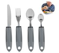 mizikuu Ustensiles adaptables, 4Pcs Cuillère Couvert Parkinson able Aides Anti-Shake Couvert lestés Facile avec Couteau Fourchette Cuillere pour Handicapés Personnes âgées