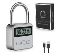 mizikuu Verrouillage de Temps, Smart Time Lock avec écran LCD Verrou de Synchronisation Cadenas de Sécurité Rechargeable USB Cadenas Minuteur pour Prévenir Les Mauvaises Habitudes, Blanc
