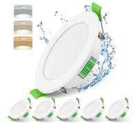 Mizlay 6PCS Encastrés LED Plafonnier Dimmable 3CCT 7W 88mm (Découpe 70-75mm), IP44 Spot Luminaire Salle de Bain, Blanc Chaud/Neutre/Froid Réglable, AC220-240V, Rond Blanc