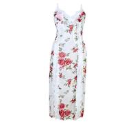 MIZSPISE Robe Femmes D'été Casual Florale Sexy Transparente Bretelles Spaghetti Ajustables été sans Manches de Plage (FR/ES, Alpha/Lettres, Taille Unique, Taille Normale, Taille Normale, Blanc)