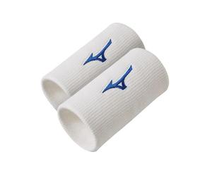 Mizuno 1 Paire de Bracelets Longs Unisexes, Blanc/Bleu, NS