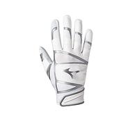 Mizuno B-303 Gant de Frappe de Baseball pour Adulte, Blanc-Argent, Taille M