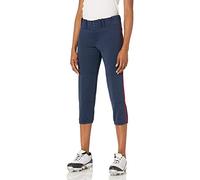 Mizuno Belted Piped Pant Pantalon passepoilé ceinturé pour Femme, Bleu Marine/Rouge, S