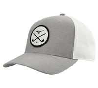 Mizuno Casquette Standard Crossed Clubs Meshback, Gris chiné/Blanc