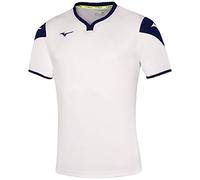 Mizuno Game T-Shirt Runbird pour Homme, Homme, Tricot, P2EA750071, Blanc/Bleu Marine, M