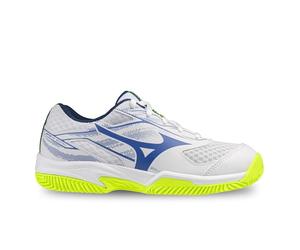Mizuno Garçons Chaussures de Tennis Break Shot 5 CC J Code 61GC2555-20 Blanc, Blanc Bleu Jaune, 36.5 EU