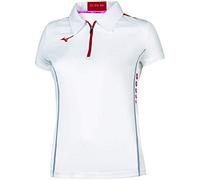 Mizuno Hex Rect Zip Polo W Polo Femme, Femme, Polo, 62EA720176, Blanc, Rouge, M