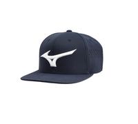 Mizuno Tour Flat Snapback Hat | Unisex Adjustable Cap | One Size Fits Most | Navy-White