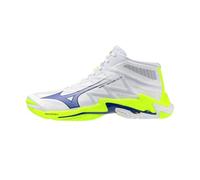 Mizuno Wave Lightning Elite Mid, Chaussures de volley-ball, blanc bleu jaune fluo, Blanc, 38.5 EU
