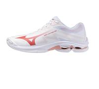 Mizuno Wave Lightning PRO Chaussures de volley-ball, blanc et rouge, légères et amortissantes avec technologie PoWnCe, Blanc, 37 EU